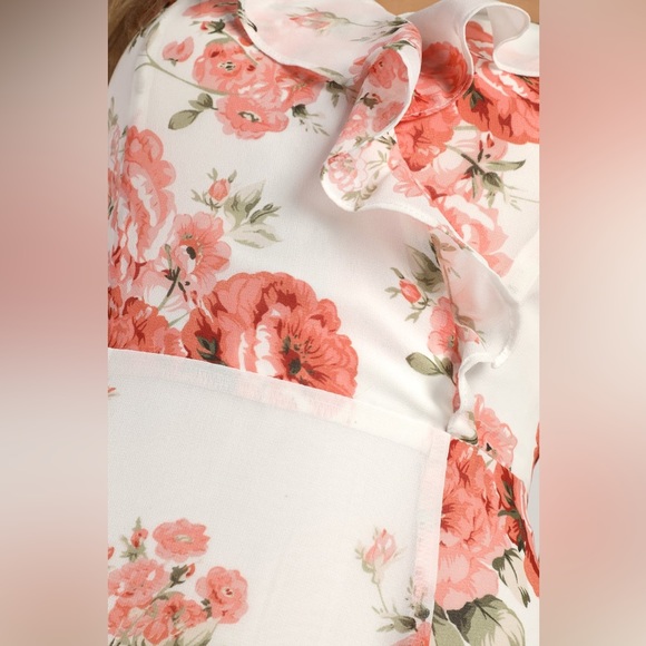 Lulus Radiant Evening White Floral Print Ruffled Sleeveless Maxi Dress - Picture 6 of 9